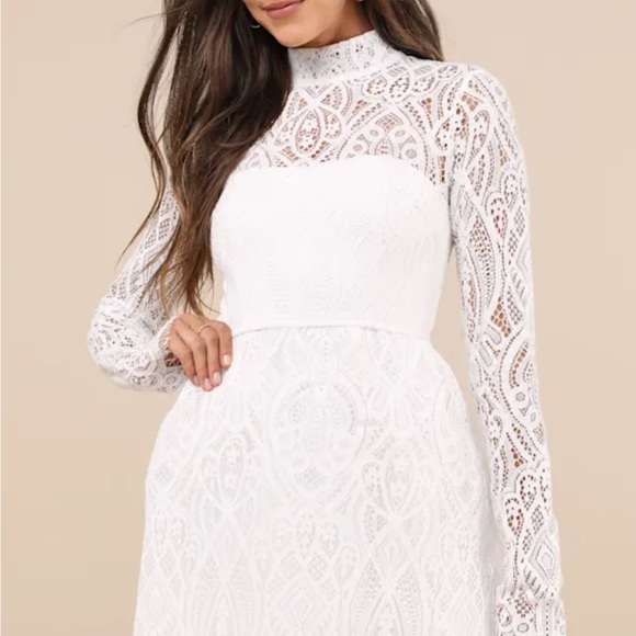 Lulus Dresses & Skirts - Lulus white lace mini dress size medium. New with tags
